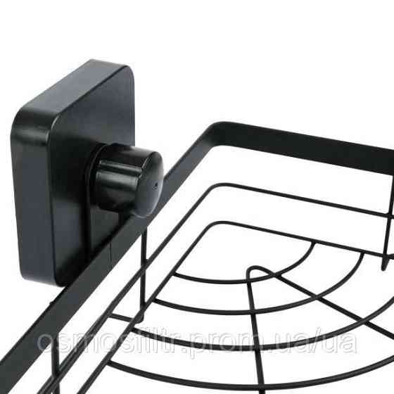 Полиця кутова Axentia чорна на присосках 22х11.5х22 см метал з порошковим покриттям (135970) Київ