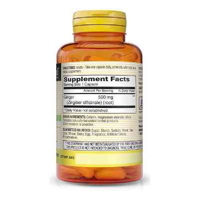 Трави Mason Natural Імбир 500 мг, Ginger, 60 капсул (MAV11395) Вінниця