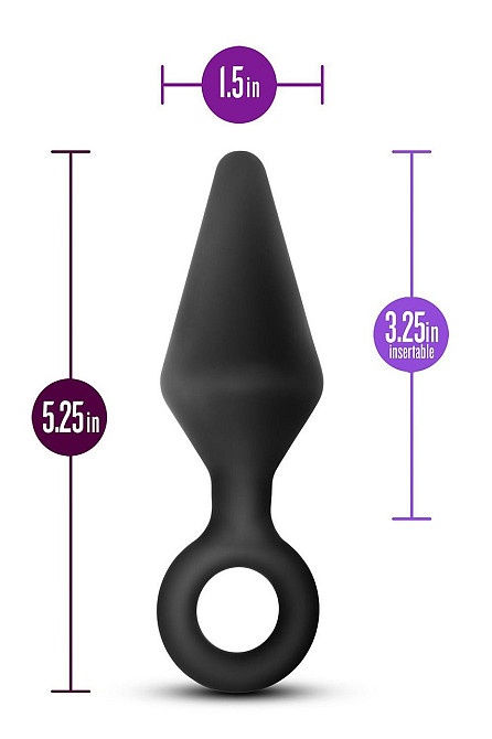 Анальна пробка з кільцем-стопером L Anal Adventures Blush, силіконова, чорна, 13.3 х 3.8 см Sex Aura Київ - фото 3