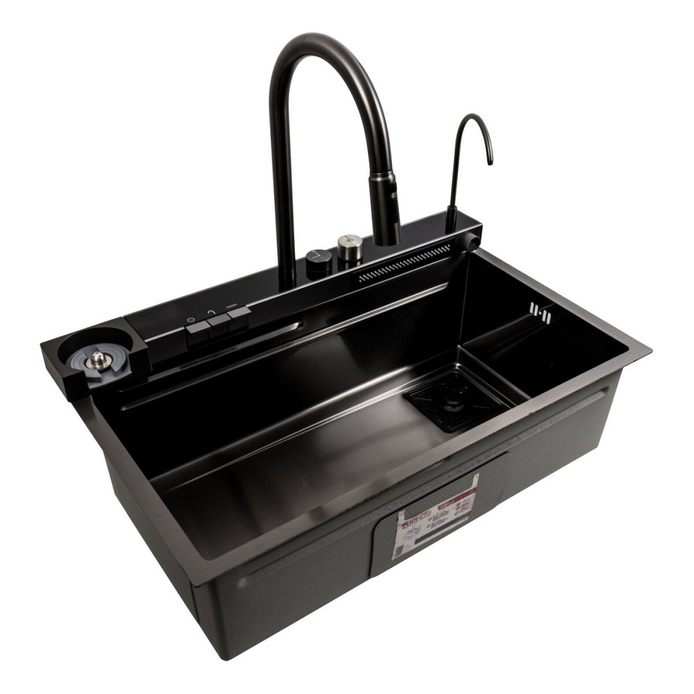 Кухонна мийка 75*46D PVD чорна Platinum Handmade "ВОДОСПАД" Коломия - фото 2