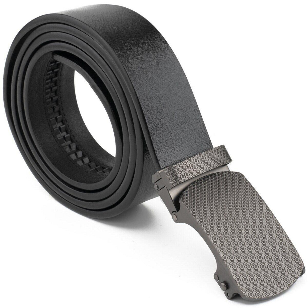 Ремінь чоловічий з зернистою пряжкою автомат Vintage 20272 Чорний Київ - фото 5