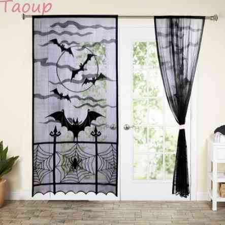 Декор для Хелловін штора Кажани 1 штука 213 на 116 см чорний Київ