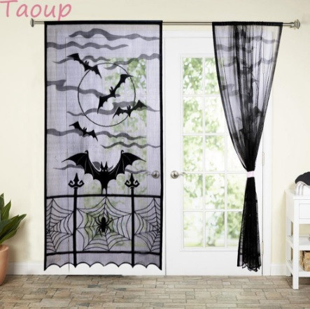 Декор для Хелловін штора Кажани 1 штука 213 на 116 см чорний Київ - фото 4