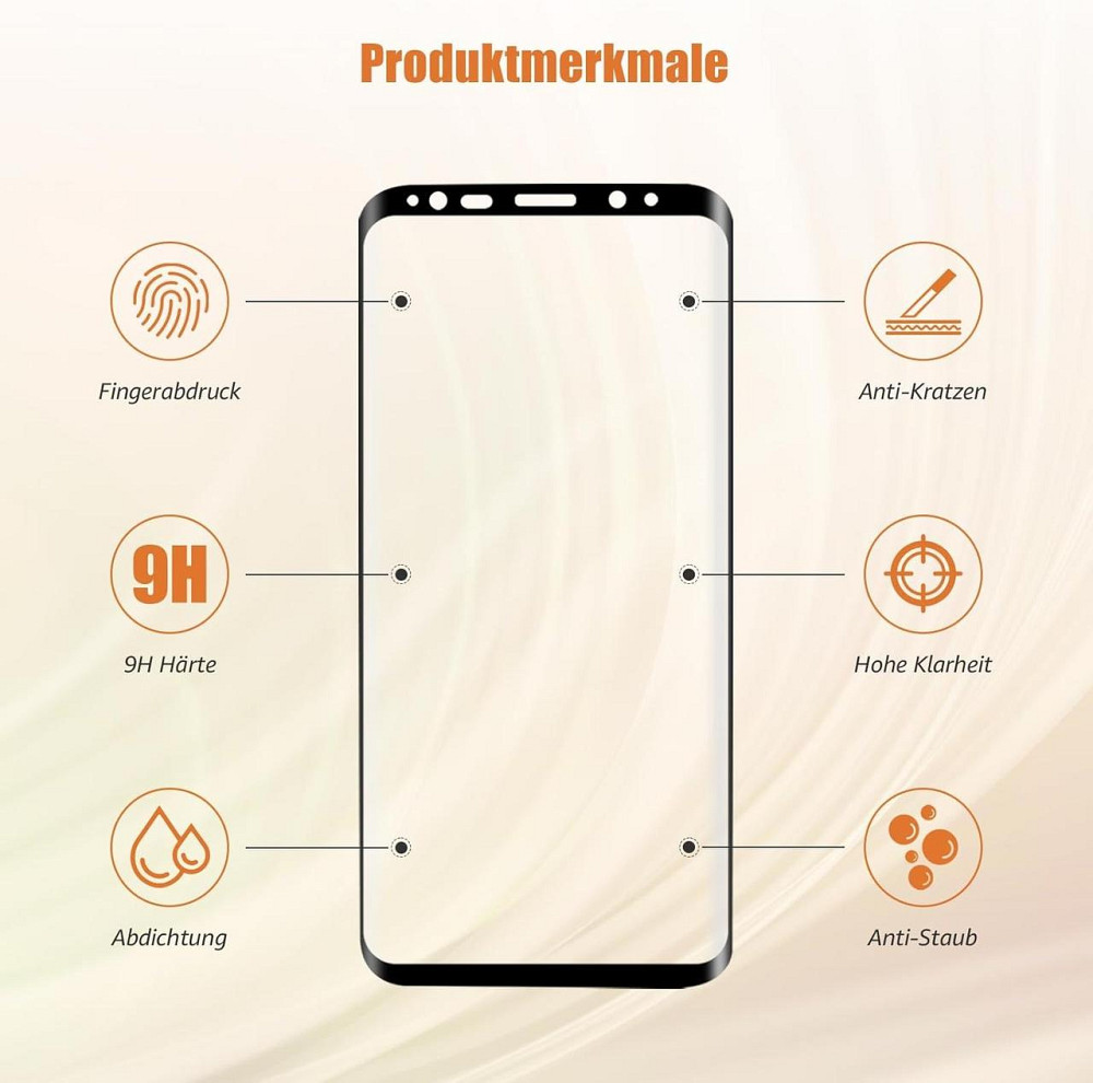 Захисне скло Samsung Galaxy S8 Plus прозоре 3D повне покриття комплект 2 шт 9H 0.33 мм захисне покриття скло повноекранне Київ - фото 7