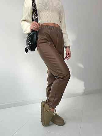 Штаны из экокожи на флисе Calvin 42-44, Мокко Киев