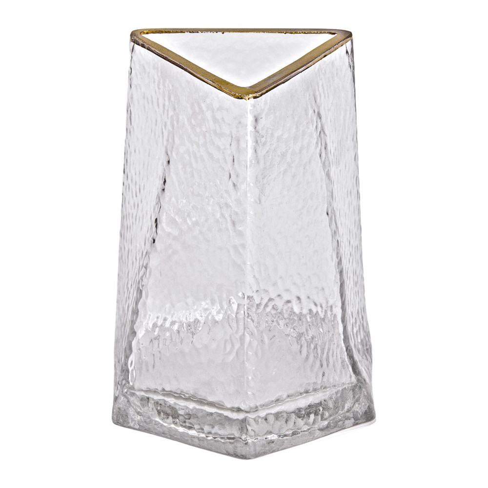 Скляна ваза для квітів, декоративний трикутник із золотою облямівкою, 16 см HP-1709 Коломия - фото 1