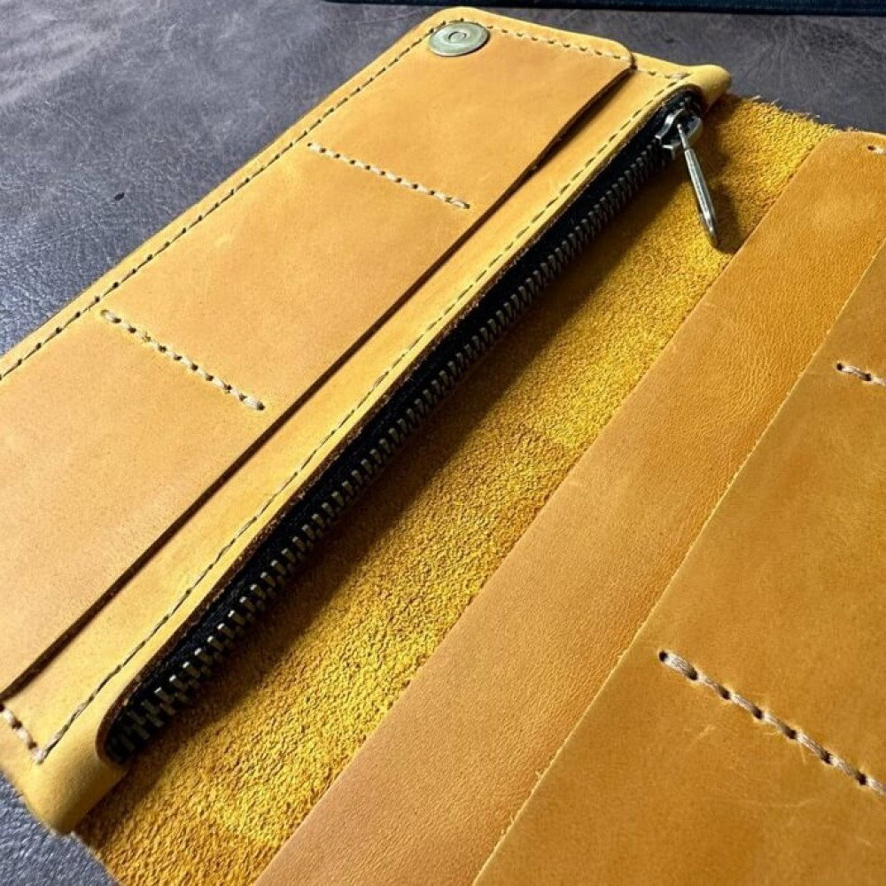 Клатч чоловічий шкіряний Лонгер Рудий стильний на кнопках 20х10 см з відділеннями для купюр, карт та монетMasterSem Київ - фото 7