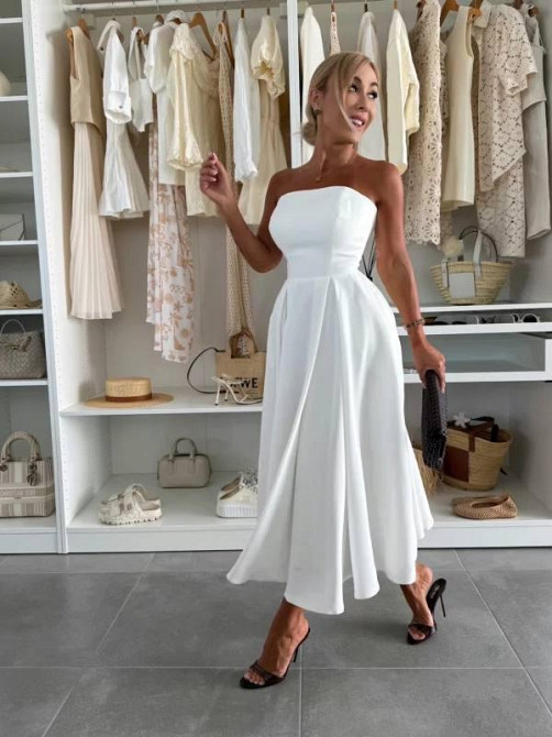Женское романтическое платье с открытыми плечами креп костюмка Белый, 46/48 Одесса - изображение 6