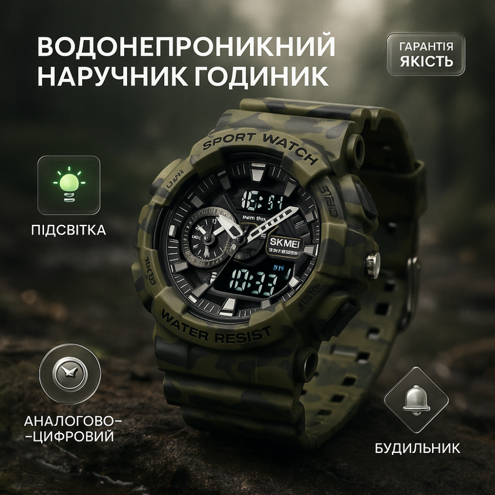 Фирменные спортивные часы, Водонепроницаемые наручные часы для военных спорта Практичные мужские YV-44 Львов - изображение 2