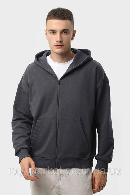 Худі на блискавці чоловіче базове RAY PREMIUM LOOSE темно-сіре(U0409М-Dark Grey) L Київ - фото 1