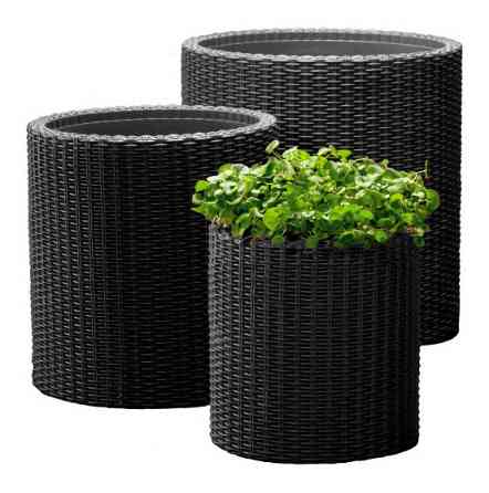 Горщик для квітів Keter 39 л. Cylinder Planter Large, сірий Київ