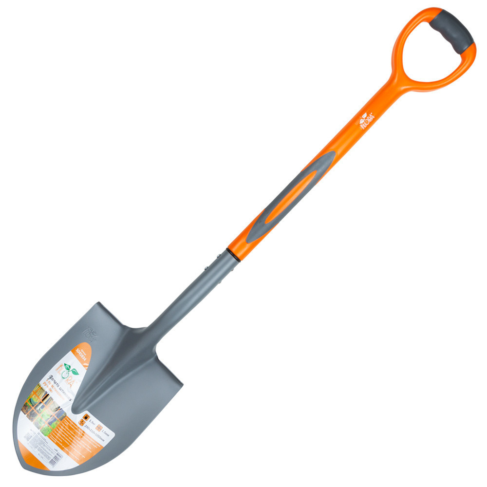 Лопата штыковая с пластиковой ручкой 290×210×1050мм 1.9кг FLORA (5045834) Ровно - изображение 1