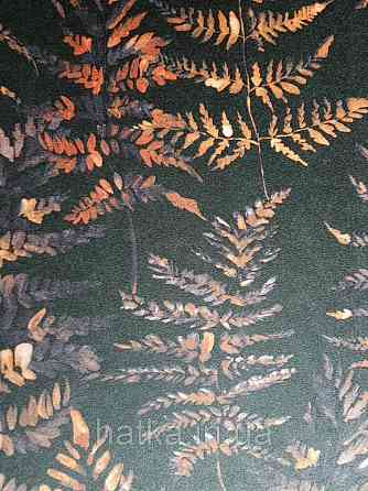 Шпалери флізелінові еко Decoprint Essentials EE22544 листя папороті коричневі, чорні бузкові на чорному Київ