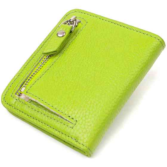 Яскравий жіночий гаманець невеликого розміру з натуральної шкіри CANPELLINI 21799 Салатовий Київ