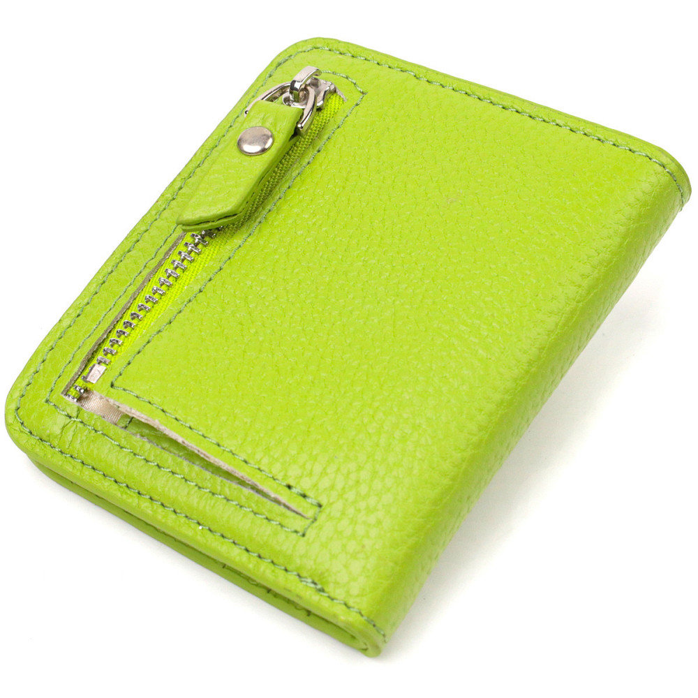 Яскравий жіночий гаманець невеликого розміру з натуральної шкіри CANPELLINI 21799 Салатовий Київ - фото 2