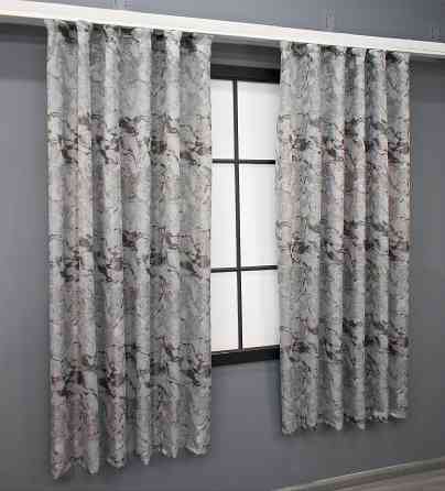 Комплект коротких штор VR-Textil Жаккард Мармур Al3 № 1597ш Светло-серый с венге 145х170 см 2 шт (35-0243) Киев