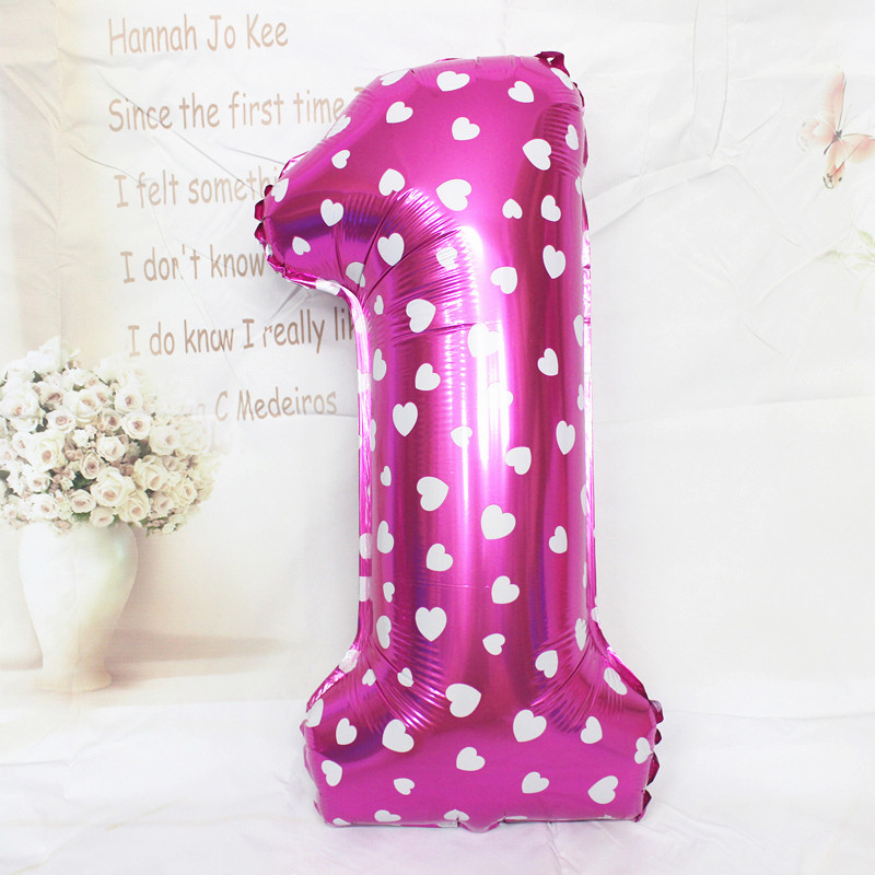 Шарик цифра 1 фольгированная с сердечками 32 дюйма розовый Киев - изображение 3
