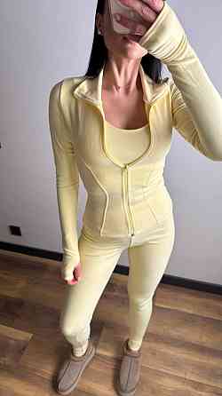 Женский термо костюм тройка: кофта топ и лосины трикотаж пума Лимонный, 42/44 Одесса