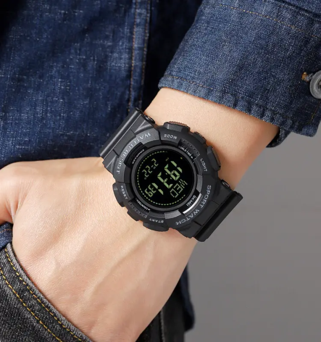 Часы мужские спортивные Skmei 2077 с компасом (Черные) Винница - изображение 8