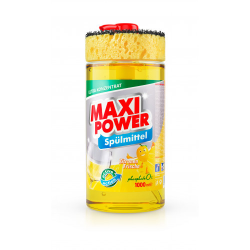 MAXI POWER Засіб для миття посуду Лимон з губкою 1 л Гостомель - изображение 1