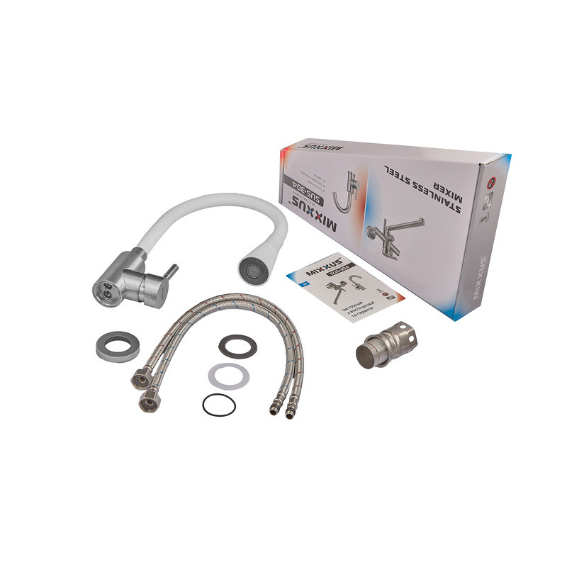 Кухонний змішувач MIXXUS SUS-011-T REFL.WHITE з силіконовим носиком з нержавіючої сталі SUS304, білий носик (MI8228) Харків - фото 2