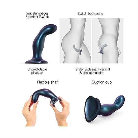 Дилдо Strap-On-Me DILDO PLUG SNAKY METALLIC BLUE, размер M, диаметр 4 см, вводимая длина 15,3 см Sex Aura Киев
