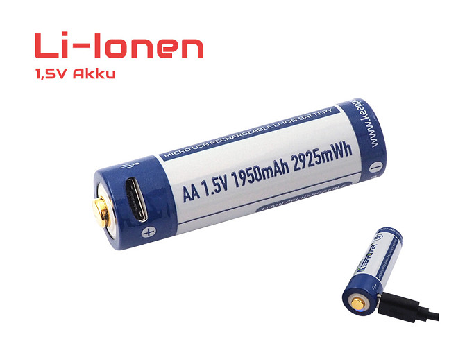 Аккумулятор Keeppower AA 14500 1,5В 1950 mAh с micro USB (Синий с белым) Винница - изображение 7