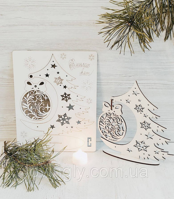 Новогодняя открытка 3D пазл Настольная елка. Ирпень - изображение 1