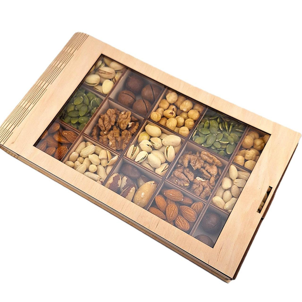 Подарунковий набір горіхів у дерев'яній коробочці 500 грамів. Одеса - фото 5