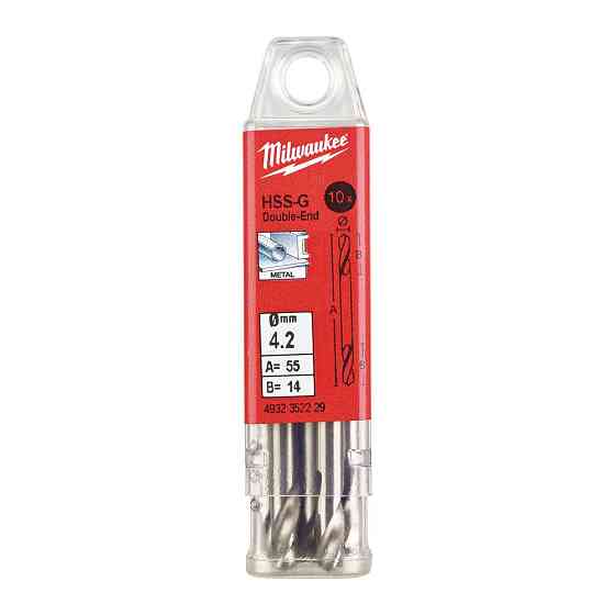 Свердло по металу HSS-G MILWAUKEE, DIN 1412 C, діаметр 4,2х55х14мм, двостороннє, (10шт) Одеса