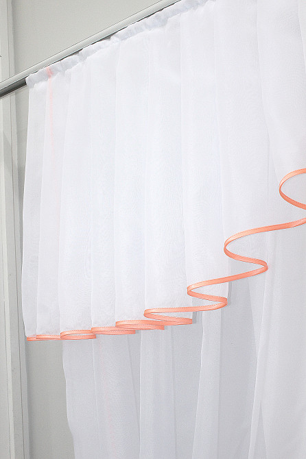 Кухонний комплект VR-Textil № 103к шторки з ламбрекеном білий з персиковим 200х170 см (52-0040) Київ - фото 5