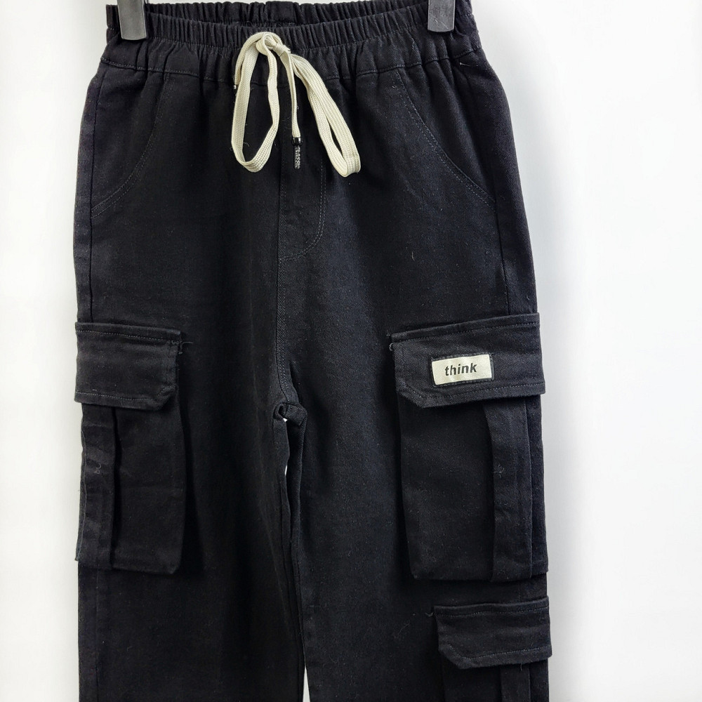 Детские черные брюки карго с накладными карманами 120.130 Николаев - изображение 2