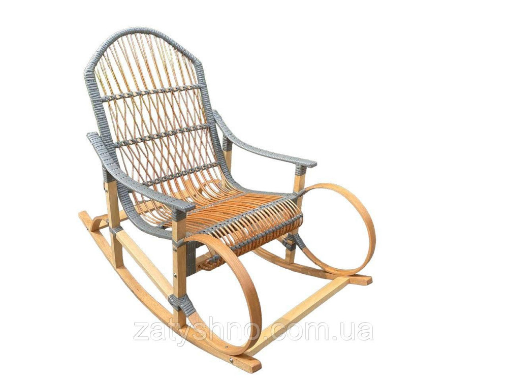 Кресло-качалка серая плетеная с подушкой Киев - изображение 4