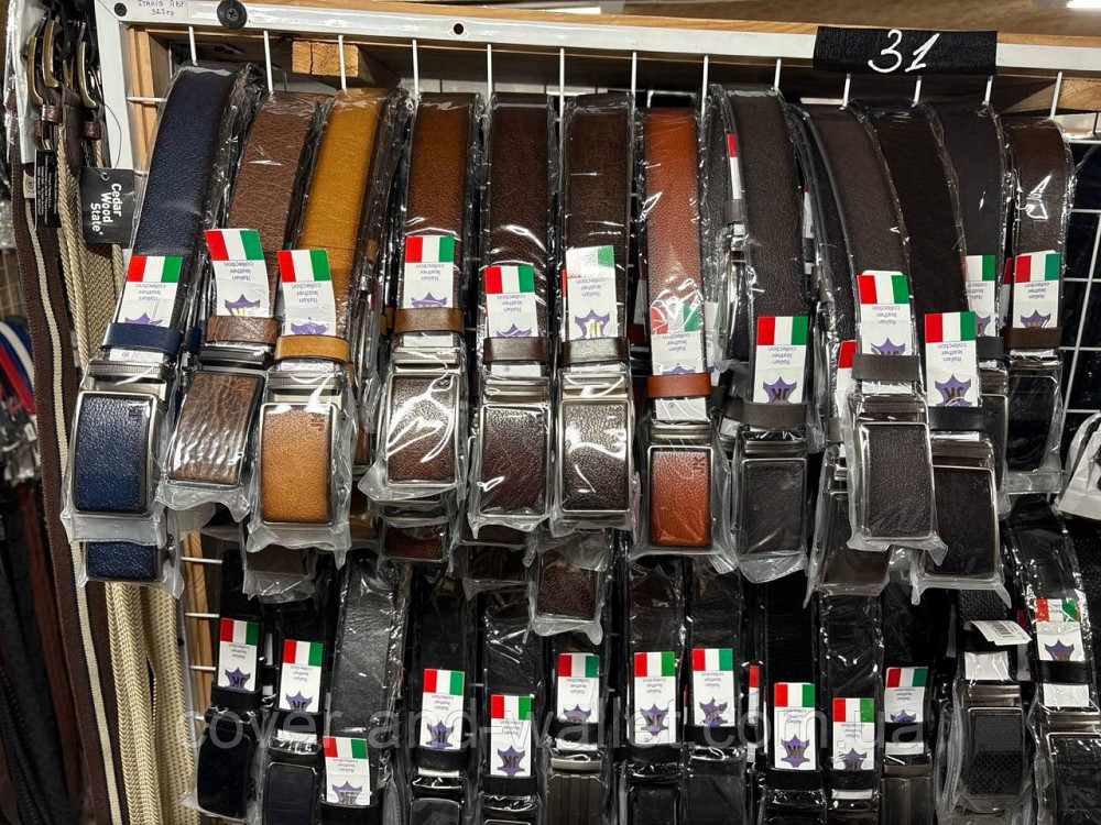 Стильний чоловічий ремінь із натуральної шкіри коричневого кольору з пряжкою-автомат 35мм PS Leather Київ - фото 6