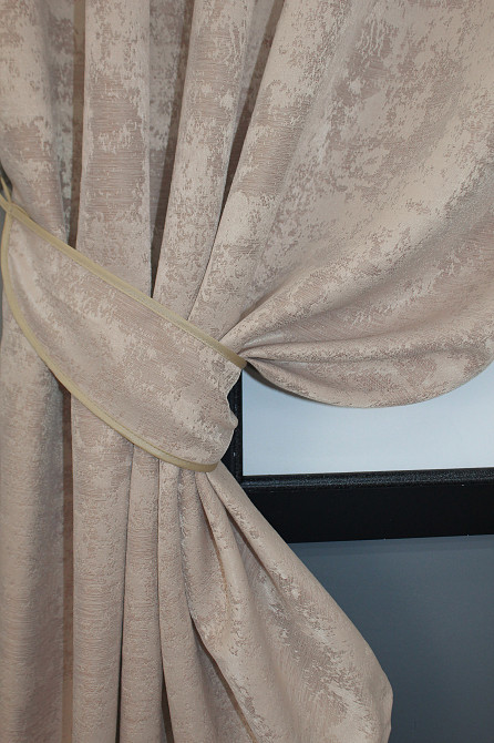 Комплект коротких штор VR-Textil Жакард Sultan YL № 1290ш Бежево-пудровий 130х170 см 2 шт (35-0085) Київ - фото 3