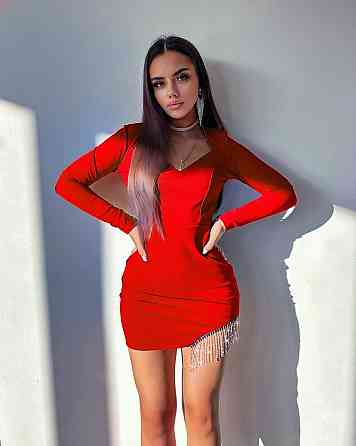 Жіноча романтична святкова мініплаття з оксамивою з каменів кріпайвінгу Червоний, 42/44 Одеса