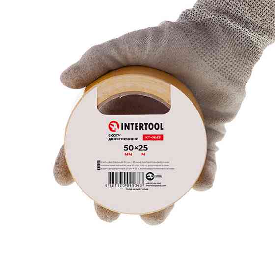 Скотч двусторонний, 25 м, 50 мм, на полипропиленовой основе INTERTOOL KT-0953 Киев