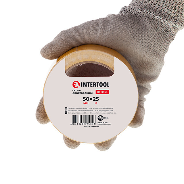 Скотч двосторонній, 25 м, 50 мм, на поліпропіленовій основі INTERTOOL KT-0953 Київ - фото 3