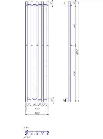 Водяной полотенцесушитель Mario INOX Туб 1500х352/320 Киев