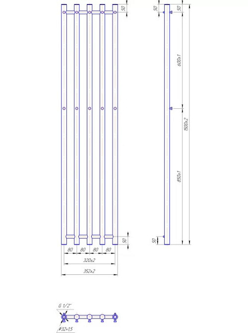 Водяной полотенцесушитель Mario INOX Туб 1500х352/320 Киев - изображение 3