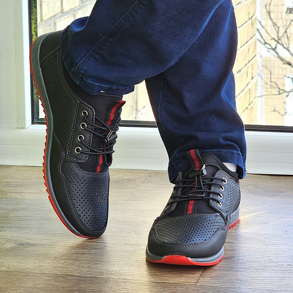 Чоловічі мокасини Літні Чорні Туфлі Сіточка Перфорований у дірочку (розміри: 40,41,42,43,44,45) - 218-2 Дніпро - фото 8