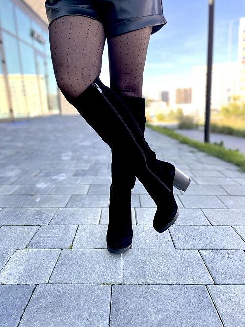 Valiente Чоботи жіночі VALIENTE чорні замша натуральна висота 41см обхват 35-38см каблук 8см (2 Коломия - фото 9