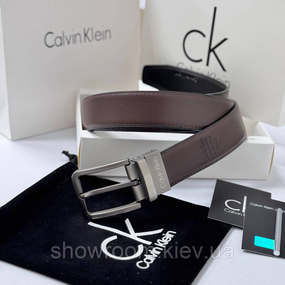 Двосторонній шкіряний ремінь у подарунковій упаковці (450) чорний/коричневий Київ - фото 2