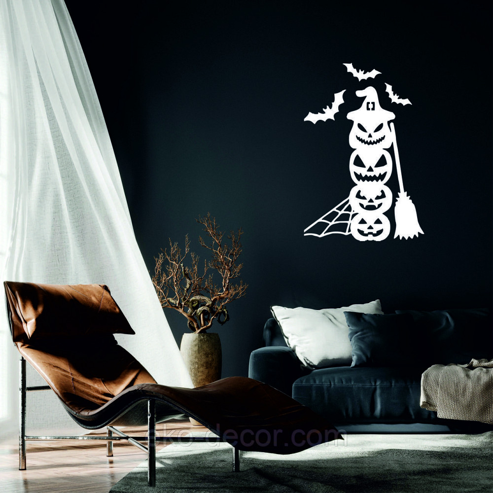 Декоративное настенное Панно «Хэллоуин - тыквы», Декор на стену 110*74 см, Белый Киев - изображение 1