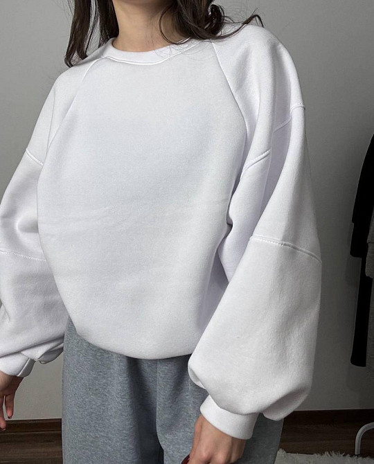 Жіночий теплий оверсайз світшот трьохнитка на флісі Одеса - фото 2