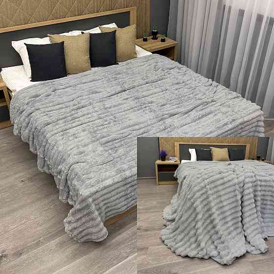 Плед-покривало смужка Шарпей 220х220 см (+-5см) Сірий (87-031) Київ