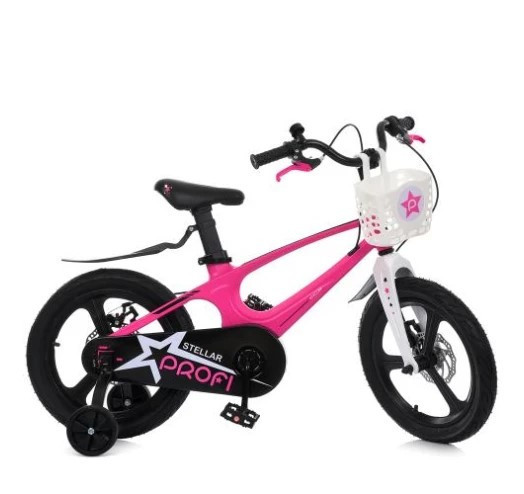 Велосипед дитячий PROFI 14 дюймів STELLAR з бічними колесами магнієва рама та вилка кошик дискові гальма Рожевий (MB 141020-2) Чернигов - изображение 1