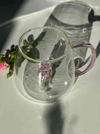 Чашка скляна з трояндою всередині Вінниця