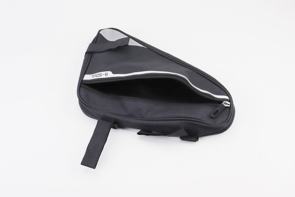 Сумка під раму трикутна 350х290х200мм, кріпл. на липучці, вологозахисна, світловідбиваючі смуги, чорна Київ - фото 3