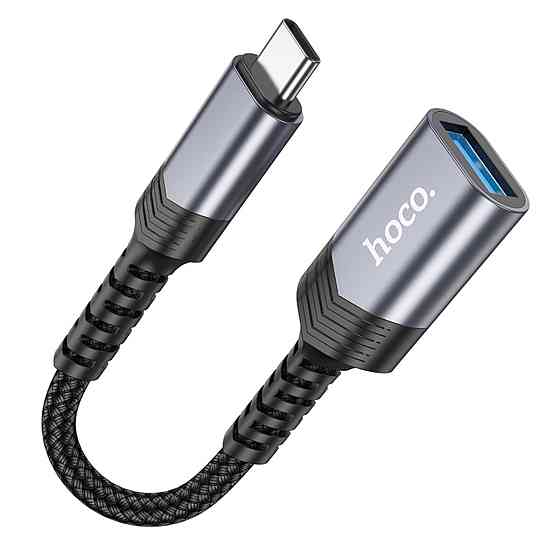Кабель-перехідник HOCO UA24 Type-C male to USB female 3.0 converter Metal Gray (6942007608848 ) Київ